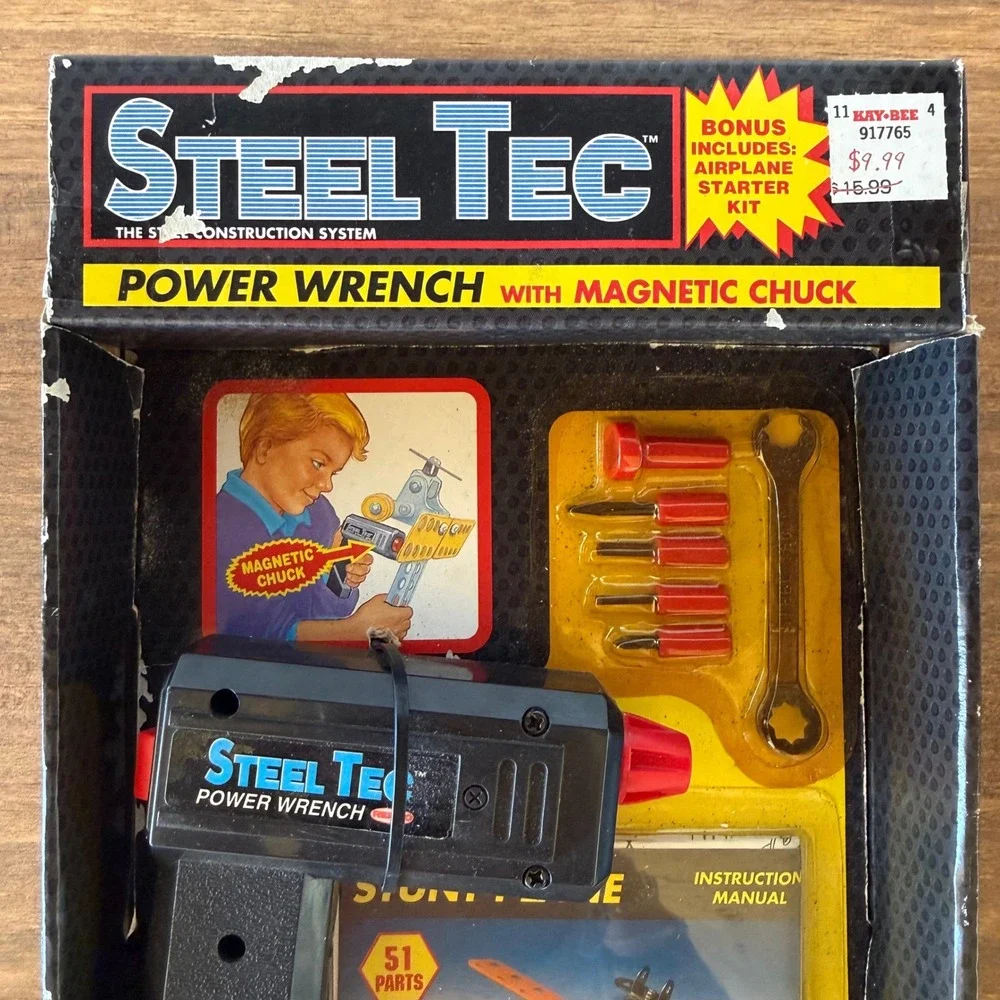 Vintage 1993 Remco Steel Tec Power Wrench #7071 Airplane Starter Kit NIB NOS